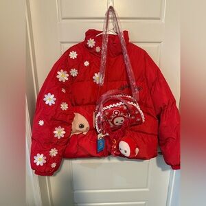 Red Teletubbies Puffer Jacket and purse set